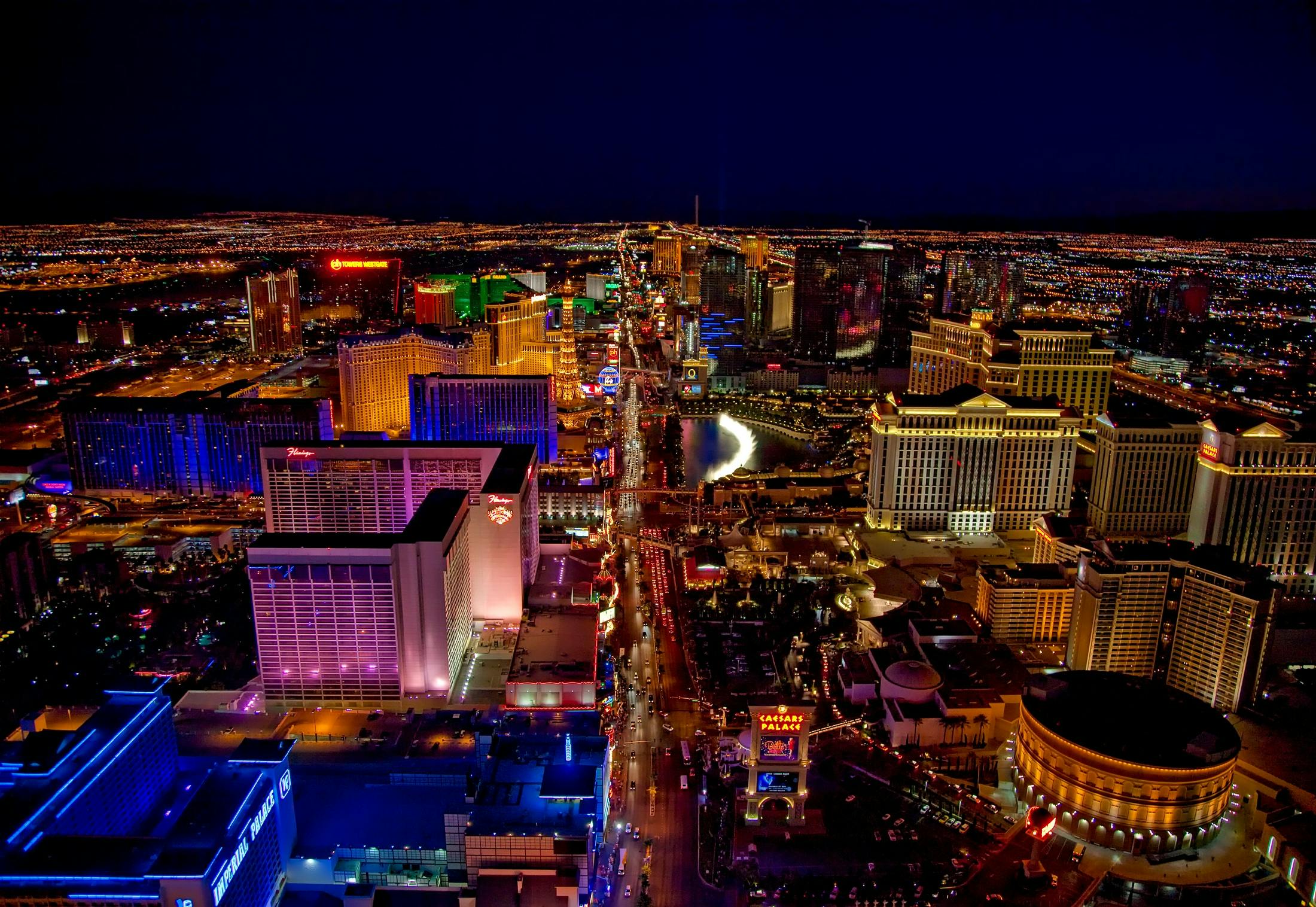 Stock image of the Las Vegas nighttime skyline